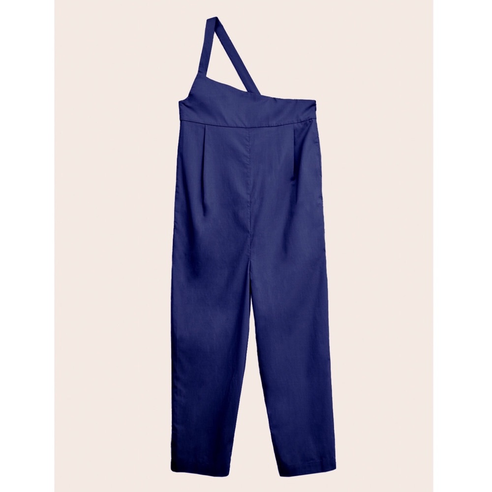NWT GENTLE HERD Asymmetrical Overalls in Navy